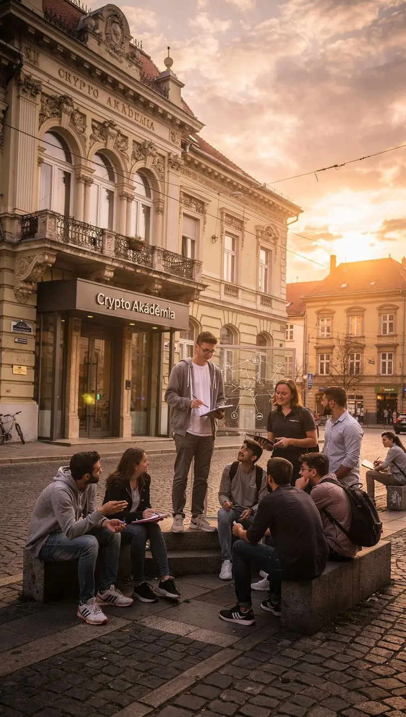 Kriptovaluta akadémia logója, amely a blockchain technológiát szimbolizálja.