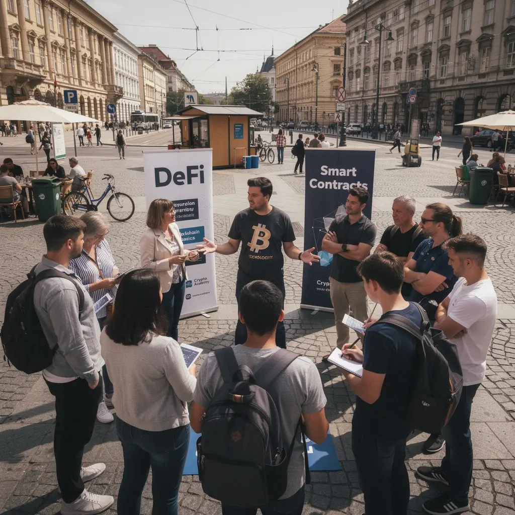 Kriptovaluta akadémia logója, amely a blockchain technológiát szimbolizálja.