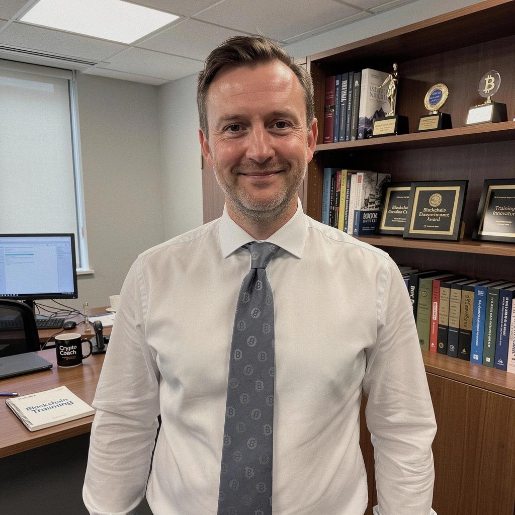 Oktató, aki élő webinárium keretében tanítja a blockchain alapjait.